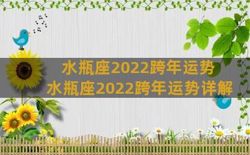 水瓶座2022跨年运势 水瓶座2022跨年运势详解